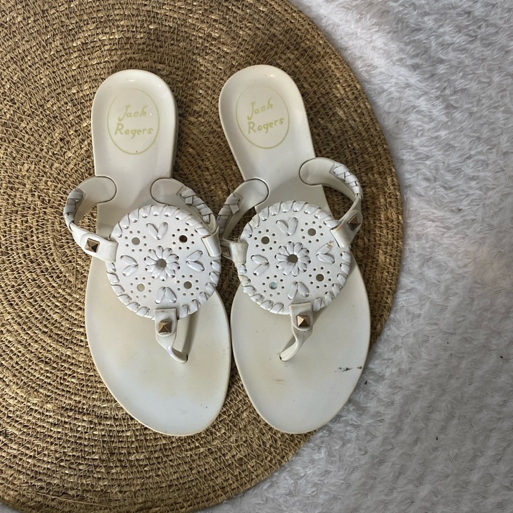 White little girls jack Rodger’s sandals